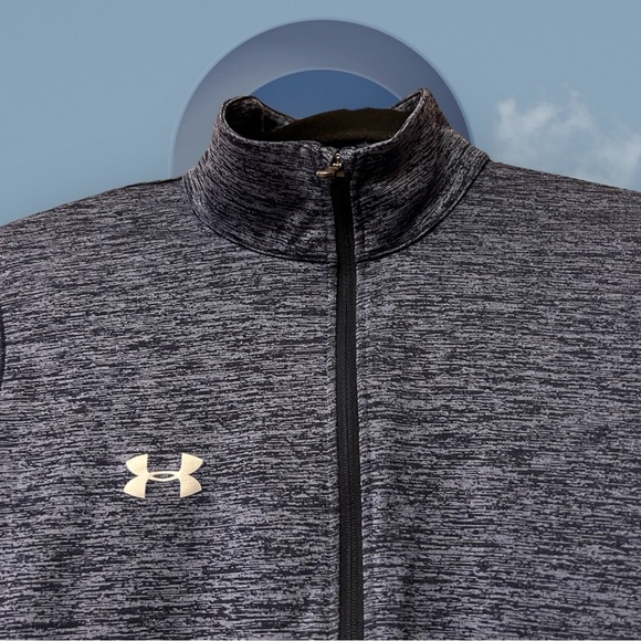 Under Armour Heat Gear Heather Navy/Slate Blue Athletic 1/4 Zip Top - Picture 2 of 15